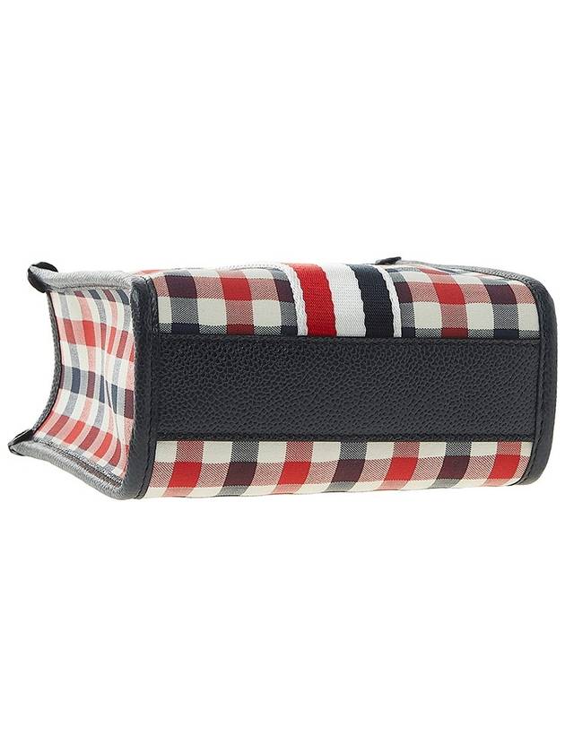 Webbing Striped Gingham Wool Seersucker Mini Tote Bag - THOM BROWNE - BALAAN 6