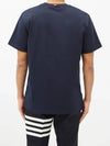 Men's Side Slit Relaxed Short Sleeve T-Shirt Navy - THOM BROWNE - BALAAN 5