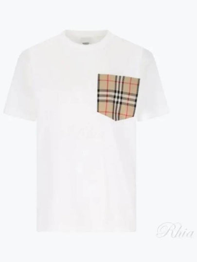 Check Pocket Crew Neck Cotton Short Sleeve T-Shirt White - BURBERRY - BALAAN 2