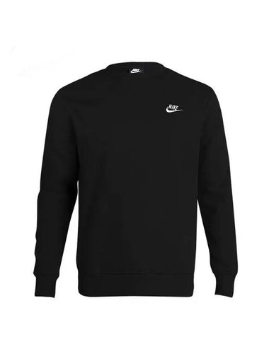 Club Fleece Crew Sweatshirt Black - NIKE - BALAAN 1