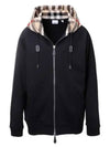 Check Hood Cotton Zip Up Hoodie Black Archive Beige - BURBERRY - BALAAN 2