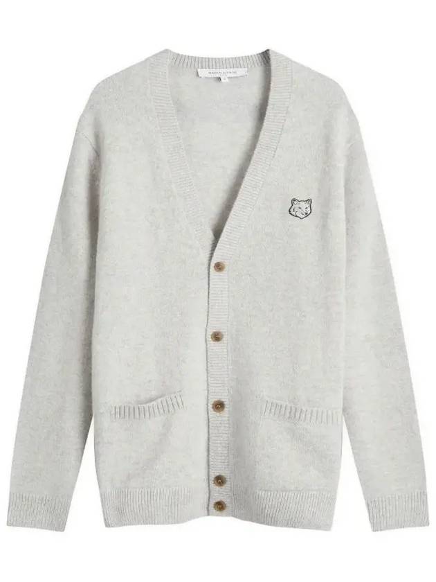 Bold Fox Head Patch Regular Lambswool Cardigan Light Grey - MAISON KITSUNE - BALAAN 3