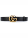 GG Marmont Double G Buckle Wide Leather Belt Black - GUCCI - BALAAN 2