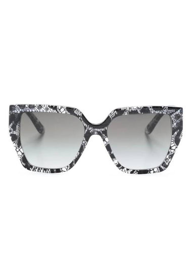 Eyewear Lace Detail Square Frame Sunglasses DG4438 - DOLCE&GABBANA - BALAAN 1