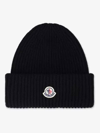 Wool Cashmere Beanie Black - MONCLER - BALAAN 2