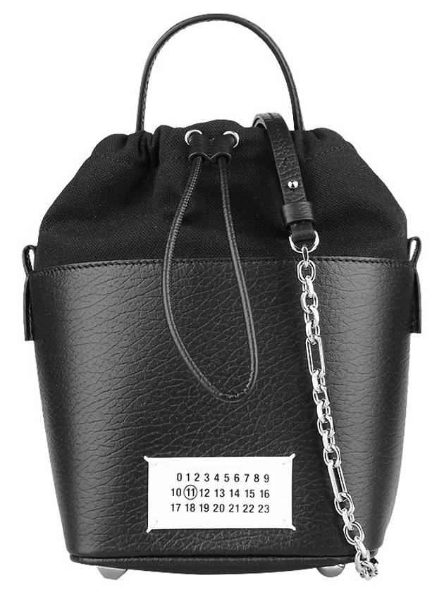 5AC Number Logo Texture Leather Bucket Bag Black - MAISON MARGIELA - BALAAN 2