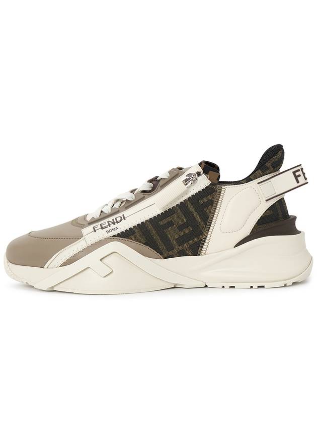 Flow FF Jacquard Leather Running Low Top Sneakers Beige - FENDI - BALAAN 5