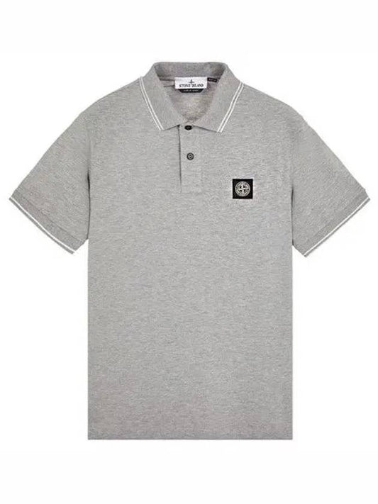 Stretch Cotton Pique Short Sleeve Polo Shirt Grey - STONE ISLAND - BALAAN 2