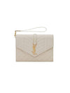 Matelasse Gold Logo Strap Clutch Bag White - SAINT LAURENT - BALAAN.