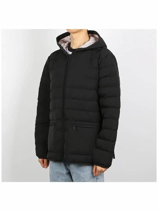 Poly Twill Rib 4-Bar Down Hoodie Jacket Charcoal - THOM BROWNE - BALAAN 3