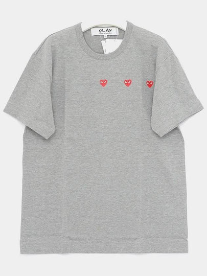 Triple Red Heart Short Sleeve T Shirt P1T3372 GRAY - COMME DES GARCONS - BALAAN 2