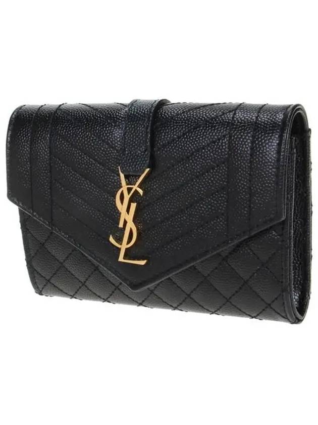 Matelasse Monogram Envelope Small Half Wallet Black - SAINT LAURENT - BALAAN 3