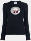 Hector Bow Virgin Wool Knit Top Navy - THOM BROWNE - BALAAN 2