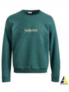 Embroidered Logo Crew Neck Sweatshirt Green - SAINT LAURENT - BALAAN 2