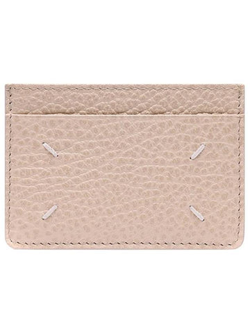 Grain Leather Stitch Card Wallet Beige - MAISON MARGIELA - BALAAN 1