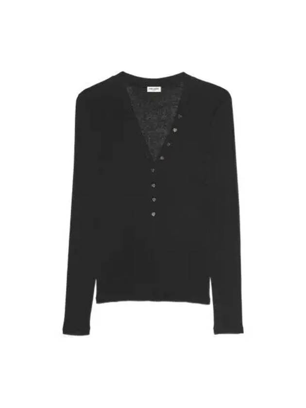 Heart Jersey Long Sleeve T Shirt Black - SAINT LAURENT - BALAAN 2