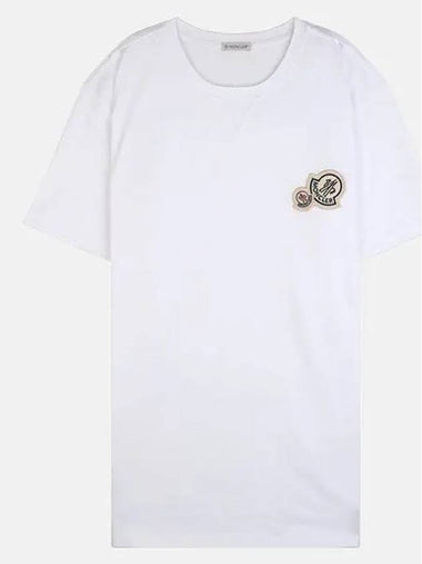 8C00025 8390Y 001 Men s Double Logo Patch Short Sleeve T Shirt White 1064738 - MONCLER - BALAAN 1