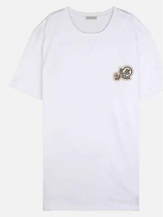 8C00025 8390Y 001 Men s Double Logo Patch Short Sleeve T Shirt White 1064749 - MONCLER - BALAAN 1