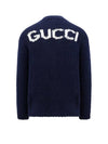 Intarsia Knit Wool Cardigan Navy - GUCCI - BALAAN 2