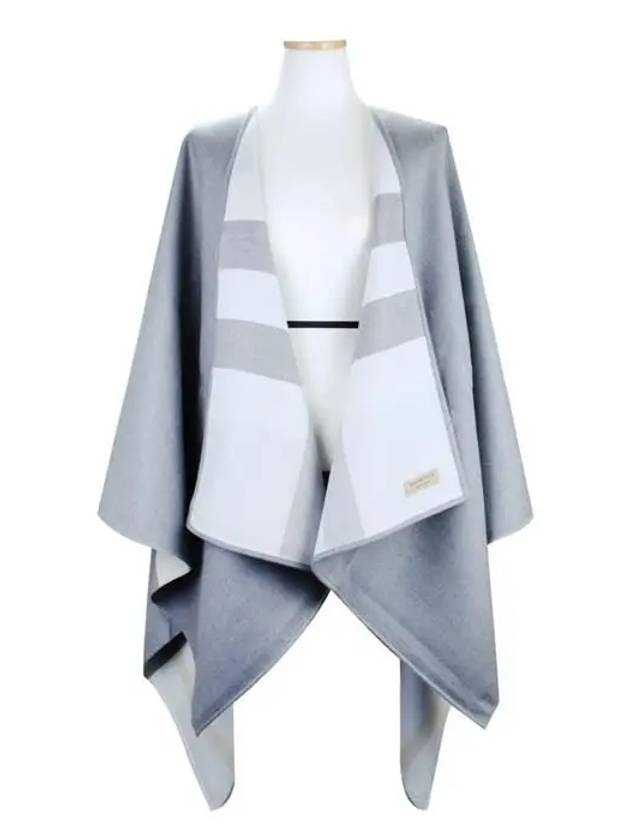 Women's Check Reversible Wool Cape Grey - BURBERRY - BALAAN 2