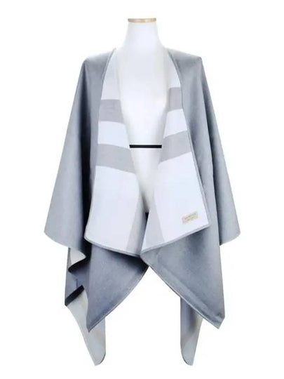 Women's Check Reversible Wool Cape Grey - BURBERRY - BALAAN 2