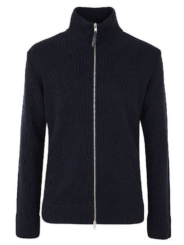 Stitch Knit High Neck Full Zip Up Cardigan Navy - MAISON MARGIELA - BALAAN 1