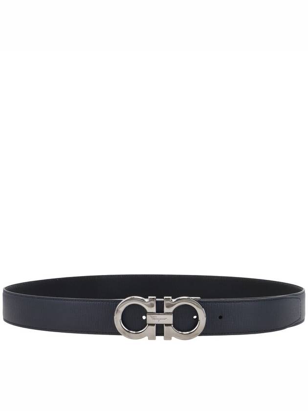 Reversible Gancini Leather Belt Black Navy - SALVATORE FERRAGAMO - BALAAN 2