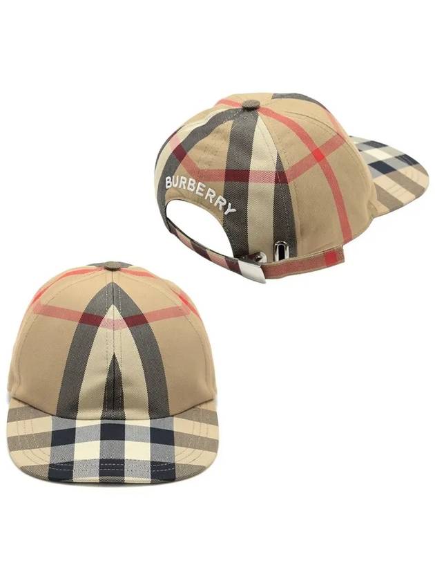 Embroidered Logo Check Cotton Ball Cap Beige - BURBERRY - BALAAN.