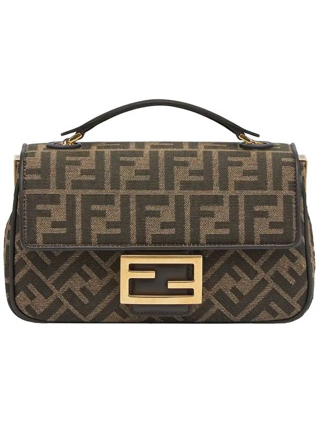 Baguette Chain FF Jacquard Medium Cross Bag Brown - FENDI - BALAAN 2