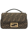 Baguette Chain FF Jacquard Medium Cross Bag Brown - FENDI - BALAAN 3