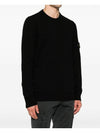 Logo Patch Lambswool Crewneck Knit Top Black - STONE ISLAND - BALAAN 3