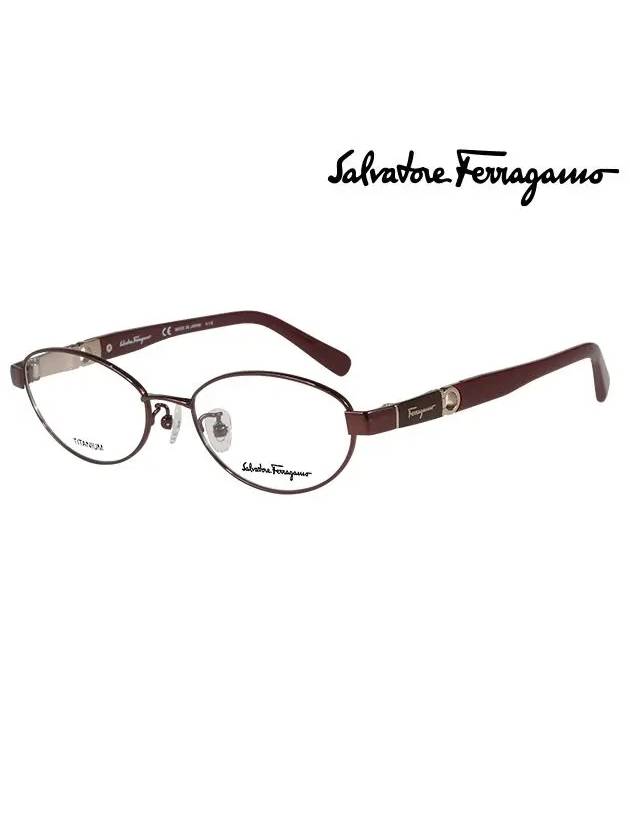 EyewearOval Titanium Eyeglasses Brown - SALVATORE FERRAGAMO - BALAAN 2