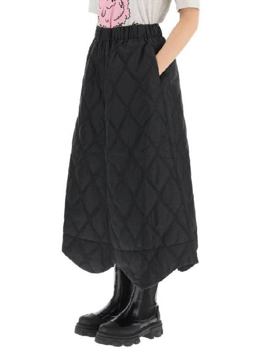 Women's Quilted Hem A-Line Skirt Black - GANNI - BALAAN 2