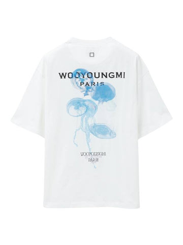 Jellyfish Back Logo Cotton Short Sleeve T-Shirt White - WOOYOUNGMI - BALAAN 1