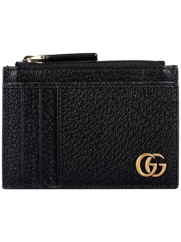 GG Marmont Leather Card Case Black - GUCCI - BALAAN 1