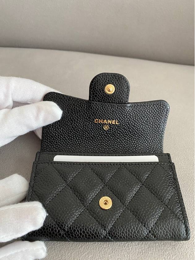 Classic snap flap card wallet caviar black gold AP0214 - CHANEL - BALAAN 7