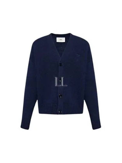 De Coeur V-Neck Cardigan Navy - AMI - BALAAN 2