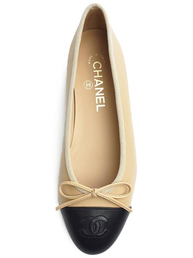 Two Tone Lambskin Ballerina Beige Black - CHANEL - BALAAN 4