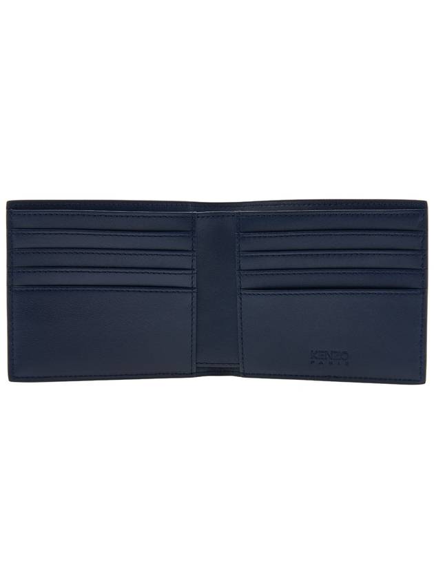 Frontal Logo Leather Half Wallet Navy - KENZO - BALAAN 11