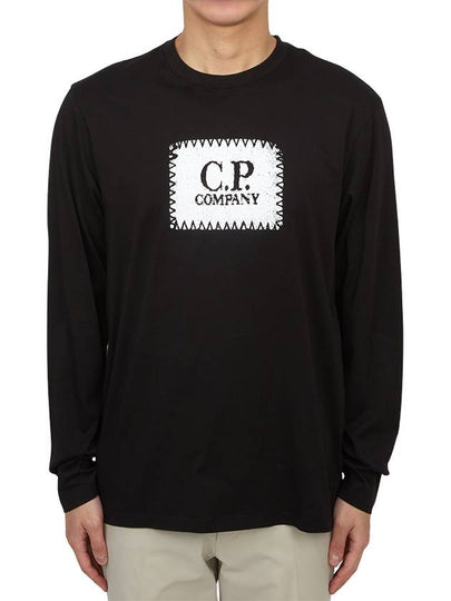 Logo Printed Cotton Long Sleeve T-Shirt Black - CP COMPANY - BALAAN 2