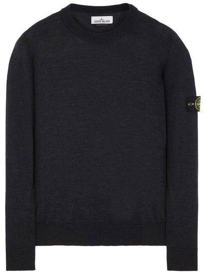 Logo Patch Round Neck Knit Top Charcoal - STONE ISLAND - BALAAN 2