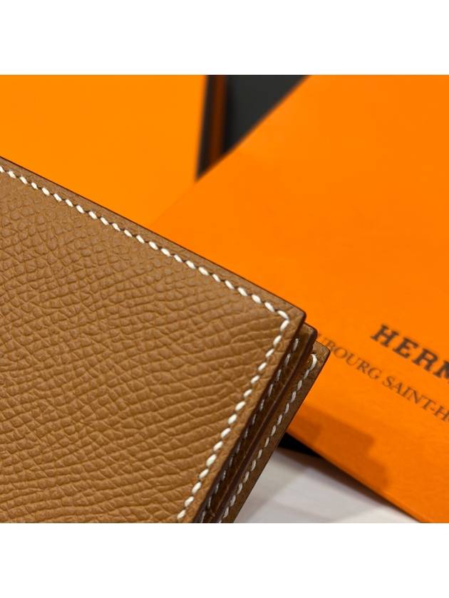 Wallet Absong Calfskin Bean Brown Gold Long Wallet - HERMES - BALAAN 8