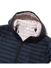 Matte Nylon 4-Bar Stripe Downfill Quilted Hoodie Padding Navy - THOM BROWNE - BALAAN 4