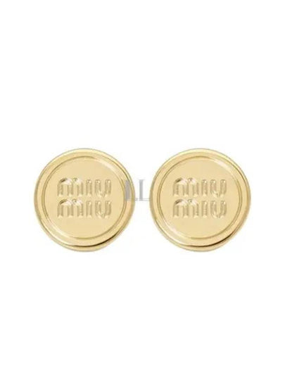 Round Logo Earrings Gold - MIU MIU - BALAAN 2