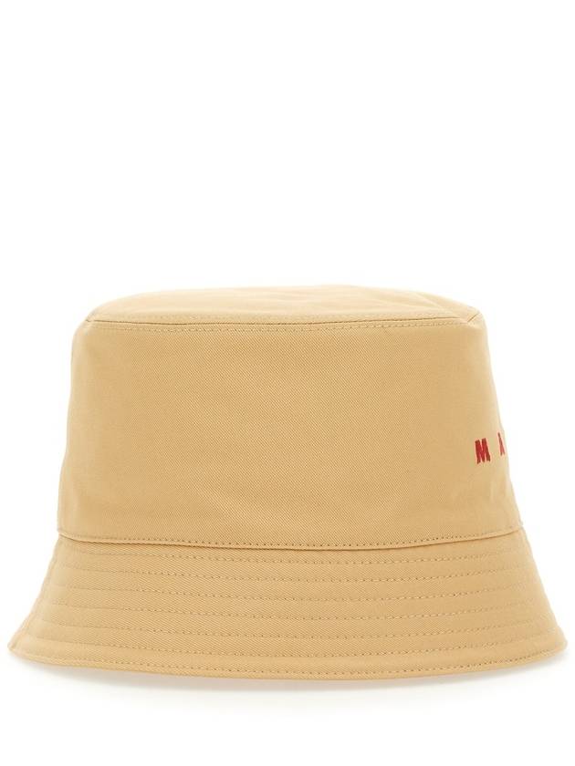 Embroidered Logo Cotton Bucket Hat Beige - MARNI - BALAAN 4