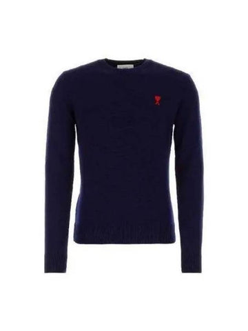 Small heart logo wool knit navy HKS001 001 - AMI - BALAAN 1