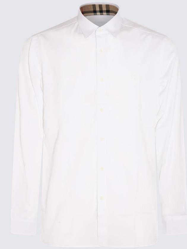 Plain Cotton Long Sleeve Shirt White - BURBERRY - BALAAN 2