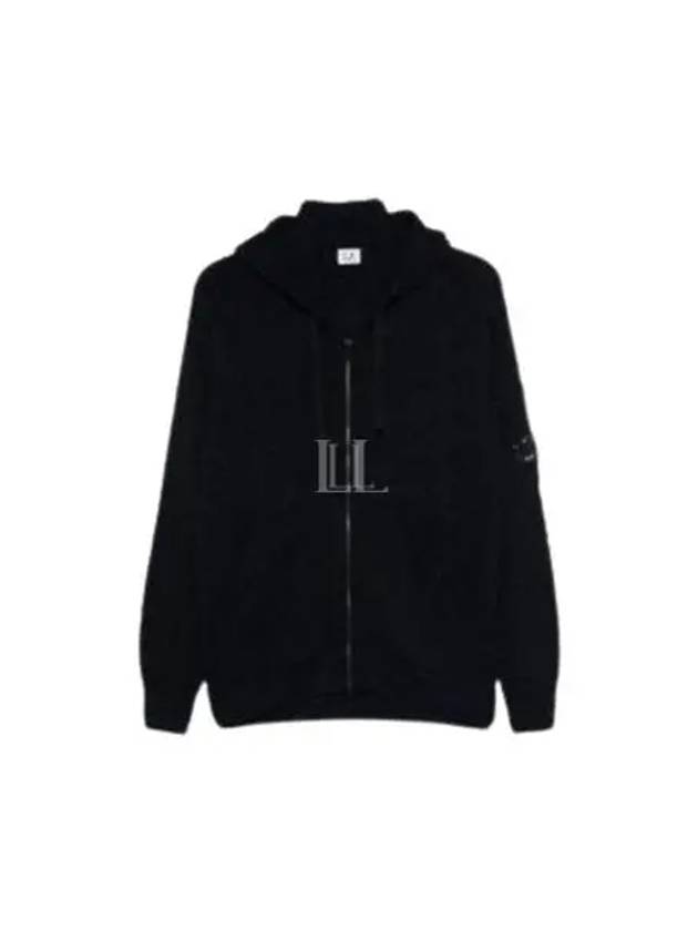 Re Wool Knit Hooded Zipped Cardigan Black - CP COMPANY - BALAAN 2