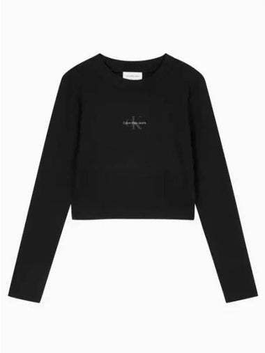 JEANS New Wear Women Long Sleeve Monogram Baby Tee Black J224950BEH - CALVIN KLEIN - BALAAN 1