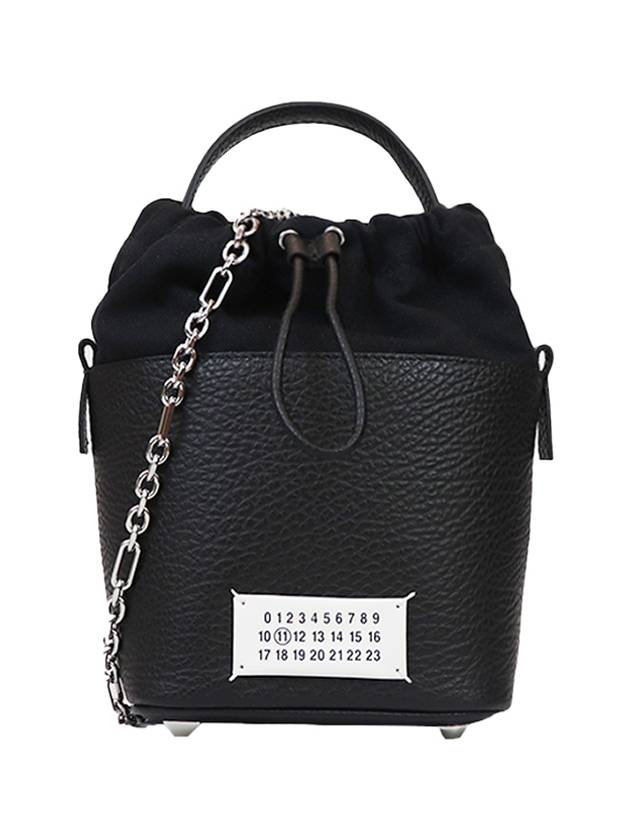 5AC Number Logo Texture Leather Bucket Bag Black - MAISON MARGIELA - BALAAN 2